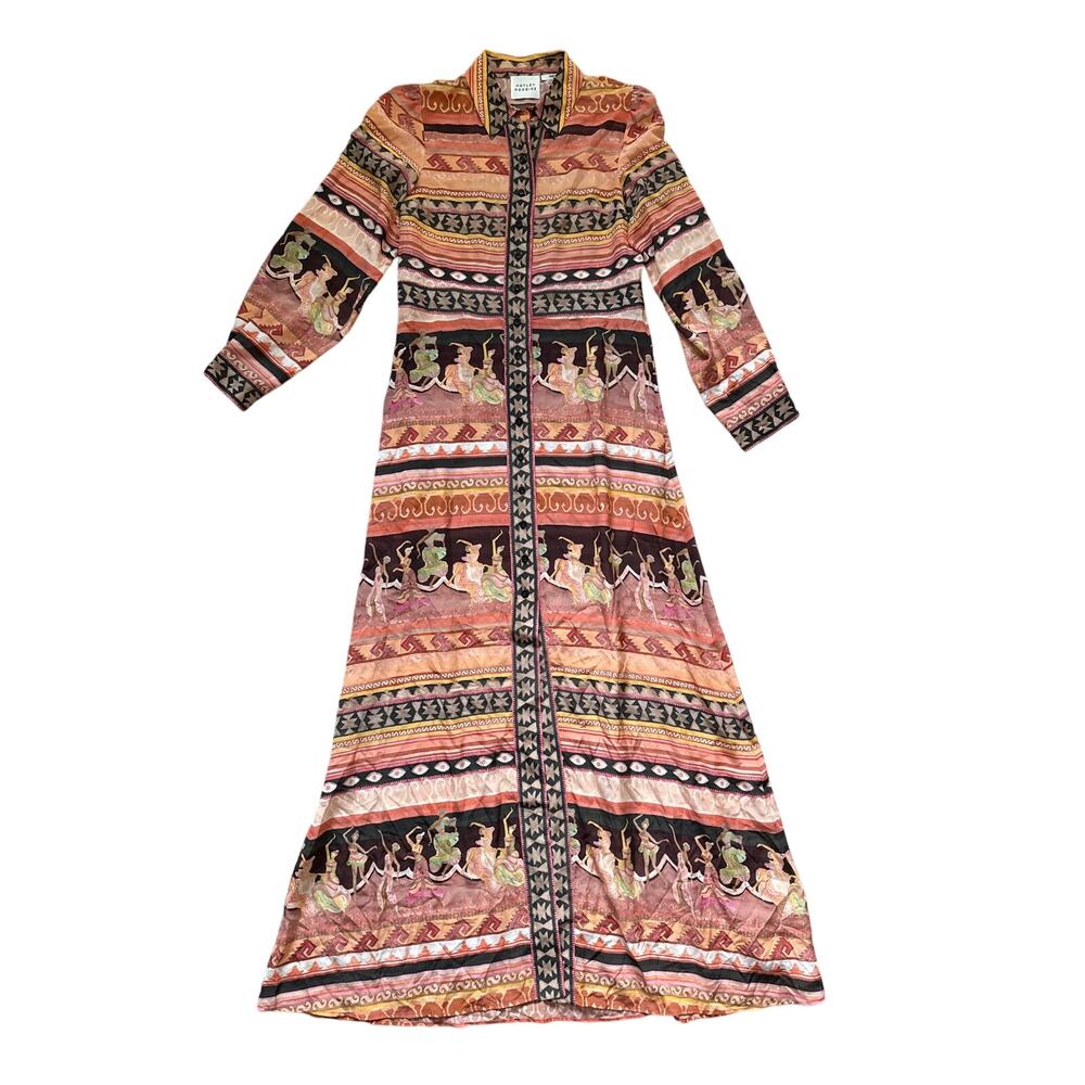 Peach Multi Printed Maxi Shirt Dress - Picture 6 of 16